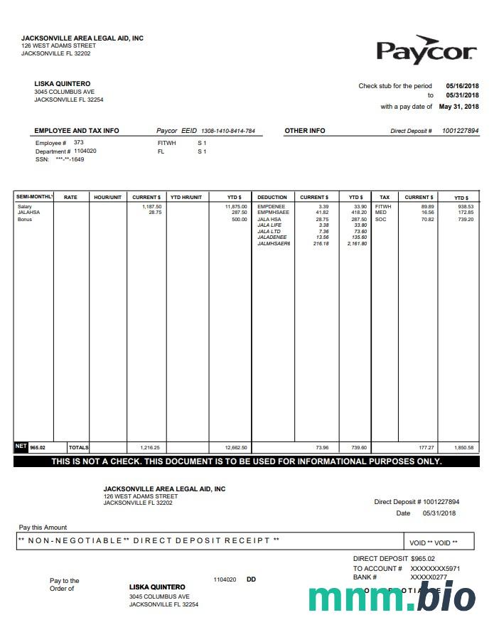 Paycor paystub